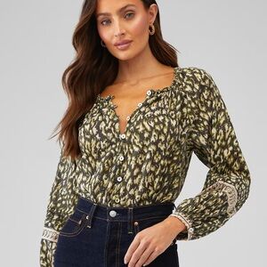 Alicia Black Leopard Print Blouse - Cleobella x Revolve